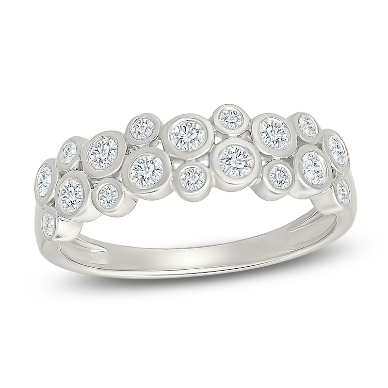 Main Image 1 of Jared Signature Mini Bezel Collection Diamond Two-Row Ring 3/8 ct tw Sterling Silver