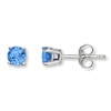 Thumbnail Image 1 of Blue Topaz Earrings Round-Cut 14K White Gold