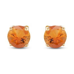 Citrine Earrings Round-Cut 14K Yellow Gold