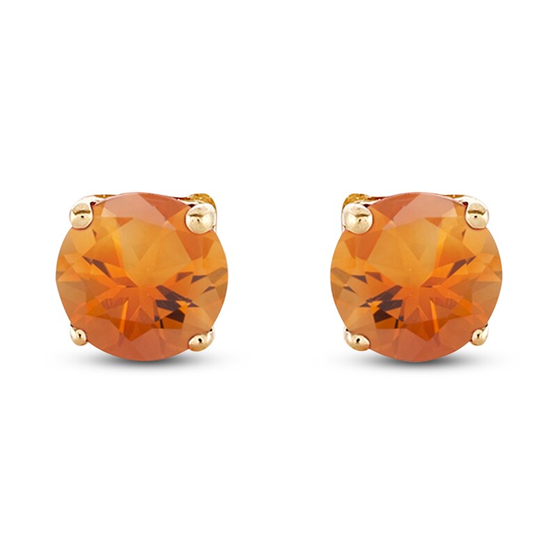 Main Image 1 of Citrine Earrings Round-Cut 14K Yellow Gold
