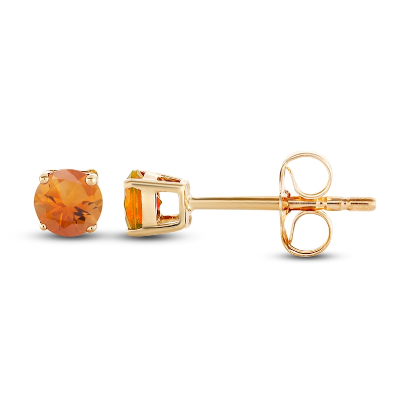 Citrine Earrings Round-Cut 14K Yellow Gold