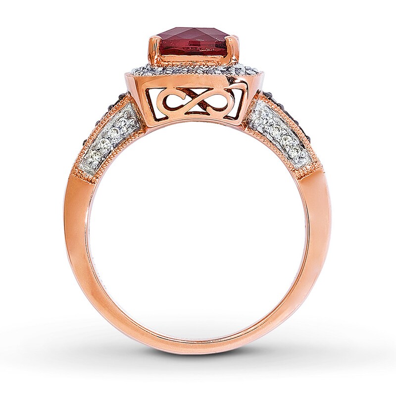 Le Vian Natural Garnet Ring 1/3 ct tw Diamonds 14K Strawberry Gold