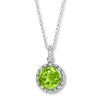 Thumbnail Image 1 of Peridot Necklace Lab-Created Sapphires Sterling Silver