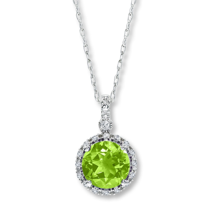 Main Image 1 of Peridot Necklace Lab-Created Sapphires Sterling Silver