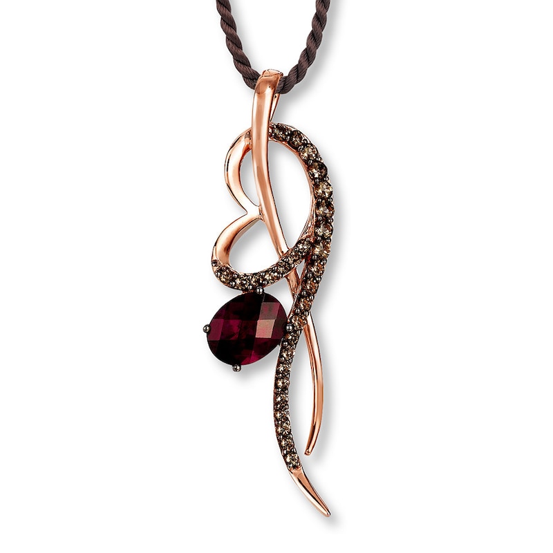 Le Vian Rhodolite Garnet Chocolate Quartz 14K Gold Necklace