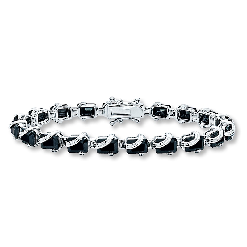 Main Image 1 of Natural Onyx Bracelet Sterling Silver