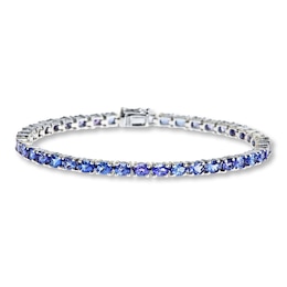 Natural Tanzanite Tennis Bracelet Sterling Silver