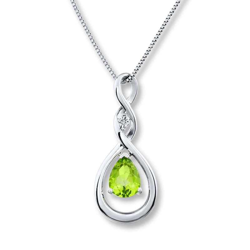 Peridot Necklace with diamond accents in sterling silver