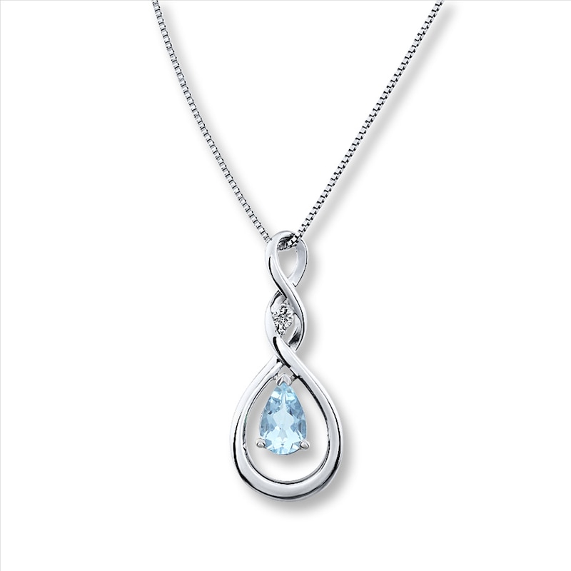 Aquamarine Necklace Diamond Accent Sterling Silver