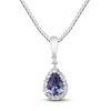 Thumbnail Image 1 of Tanzanite Necklace Pear-Shaped with Diamonds Sterling Silver