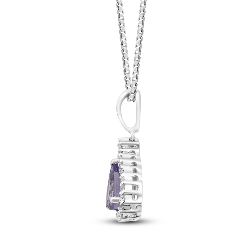 Main Image 2 of Tanzanite Necklace Pear-Shaped with Diamonds Sterling Silver