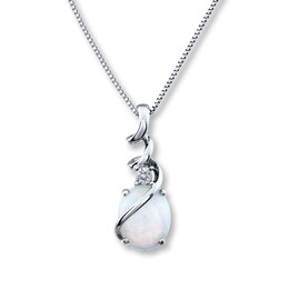 Lab-Created Opal Necklace Diamond Accent Sterling Silver