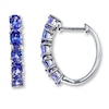 Thumbnail Image 1 of Tanzanite Hoop Earrings Oval-cut Sterling Silver