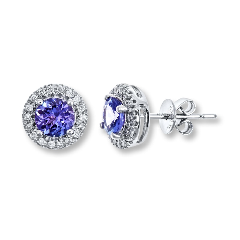 Main Image 1 of Tanzanite Earrings 1/10 ct tw Diamonds 10K White Gold