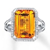 Thumbnail Image 0 of Citrine Ring Lab-Created Sapphires Sterling Silver