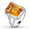 Thumbnail Image 1 of Citrine Ring Lab-Created Sapphires Sterling Silver
