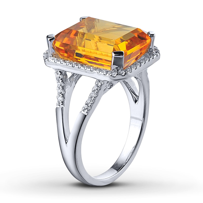 Citrine Ring Lab-Created Sapphires Sterling Silver