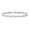 Thumbnail Image 1 of Natural Aquamarine Tennis Bracelet Diamond Accents Sterling Silver