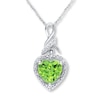 Thumbnail Image 0 of Peridot Heart Necklace 1/20 ct tw Diamonds Sterling Silver