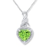 Thumbnail Image 1 of Peridot Heart Necklace 1/20 ct tw Diamonds Sterling Silver