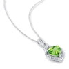 Thumbnail Image 1 of Peridot Heart Necklace 1/20 ct tw Diamonds Sterling Silver
