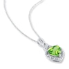 Thumbnail Image 2 of Peridot Heart Necklace 1/20 ct tw Diamonds Sterling Silver