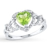 Thumbnail Image 0 of Peridot Heart Ring 1/10 ct tw Diamonds Sterling Silver