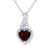 Thumbnail Image 0 of Garnet Heart Necklace 1/20 ct tw Diamonds Sterling Silver