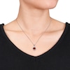 Thumbnail Image 3 of Garnet Heart Necklace 1/20 ct tw Diamonds Sterling Silver