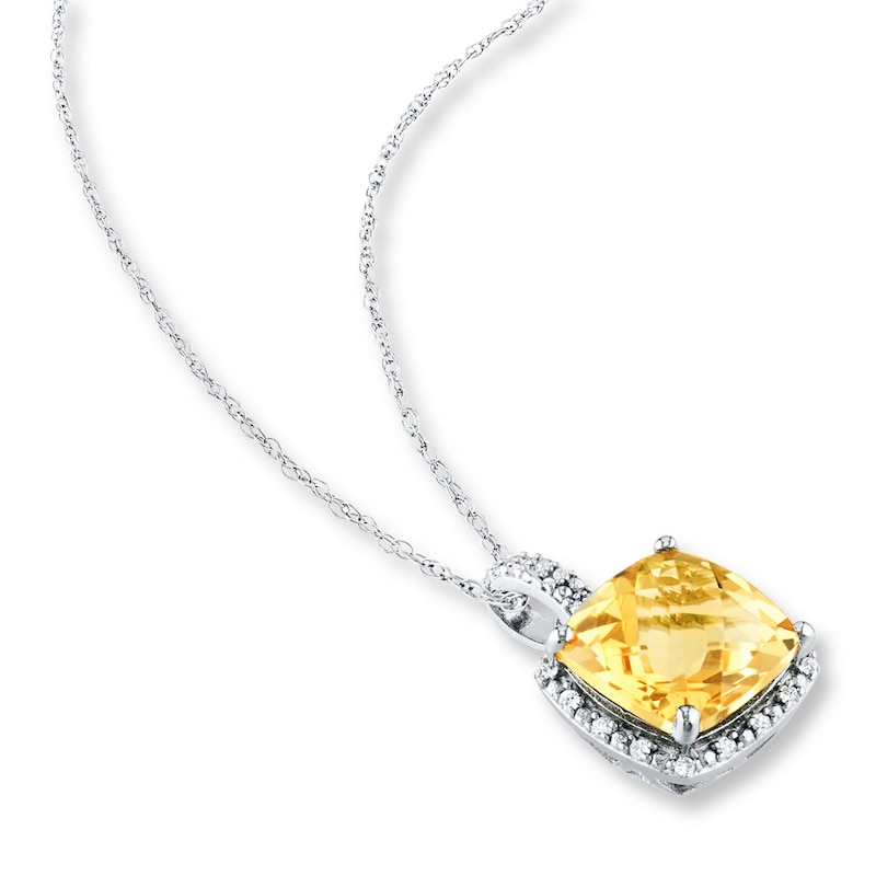 Main Image 2 of Citrine Necklace 1/10 ct tw Diamonds Sterling Silver