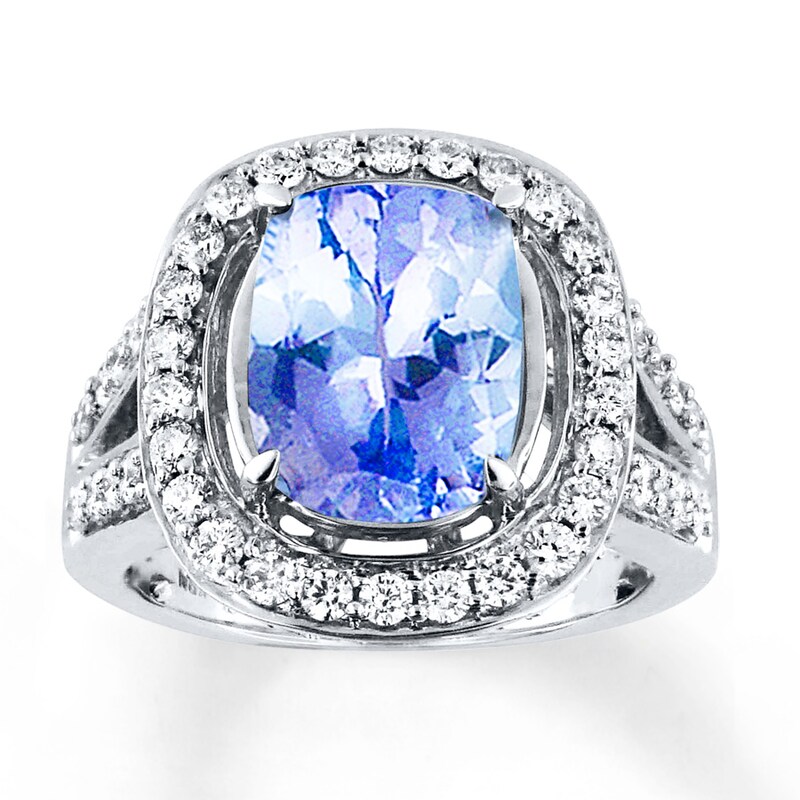 Tanzanite Ring 7/8 ct tw Diamonds 14K White Gold