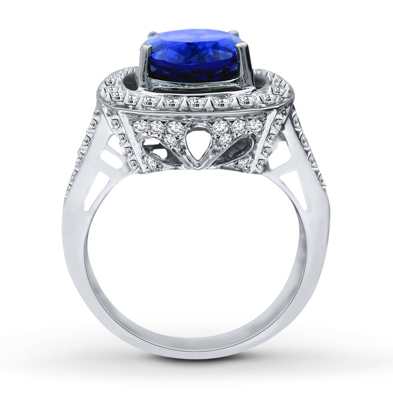 Tanzanite Ring 7/8 ct tw Diamonds 14K White Gold