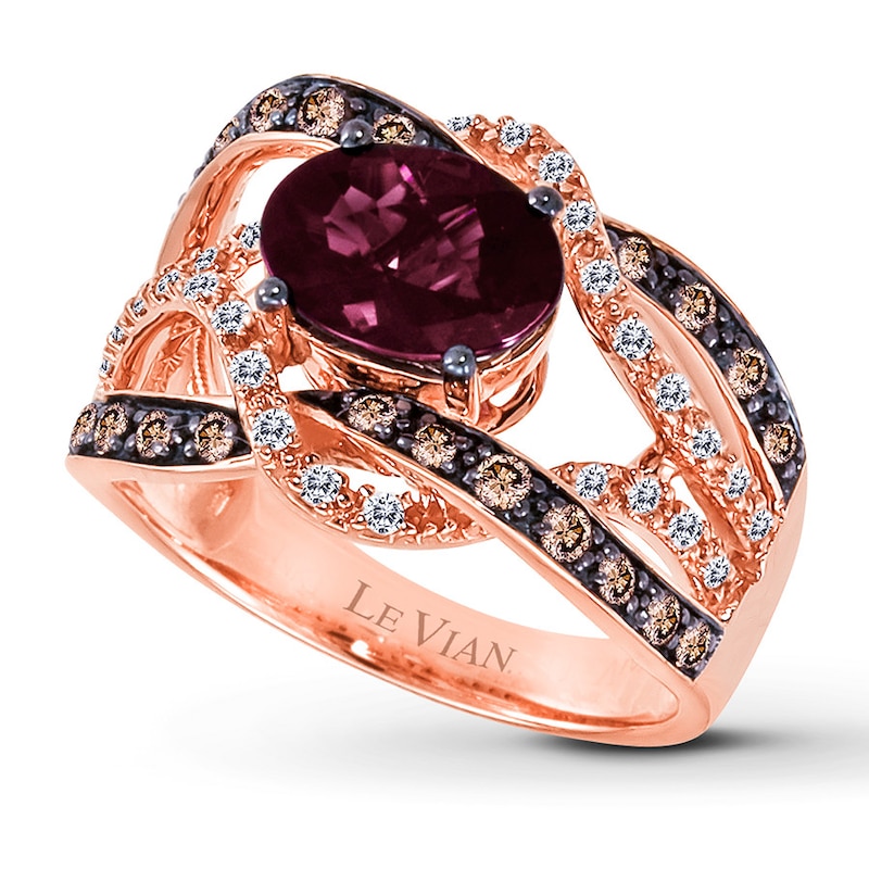 Le Vian Garnet Ring 1/2 ct tw Diamonds 14K Strawberry Gold