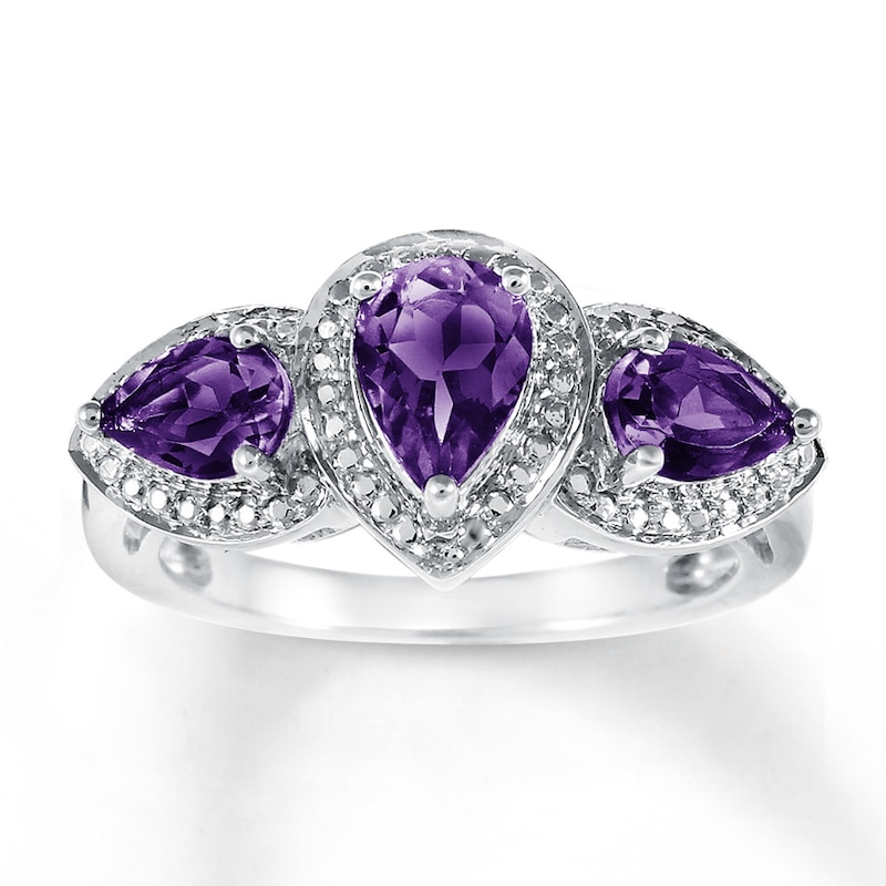 Details about  / Diamond /& Amethyst Ring Sterling Silver or Yellow Gold Plated