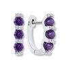 Thumbnail Image 1 of Amethyst Hoop Earrings 1/20 ct tw Diamonds Sterling Silver