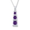 Thumbnail Image 0 of Amethyst Necklace 1/10 ct tw Diamonds Sterling Silver