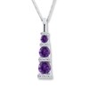 Thumbnail Image 1 of Amethyst Necklace 1/10 ct tw Diamonds Sterling Silver