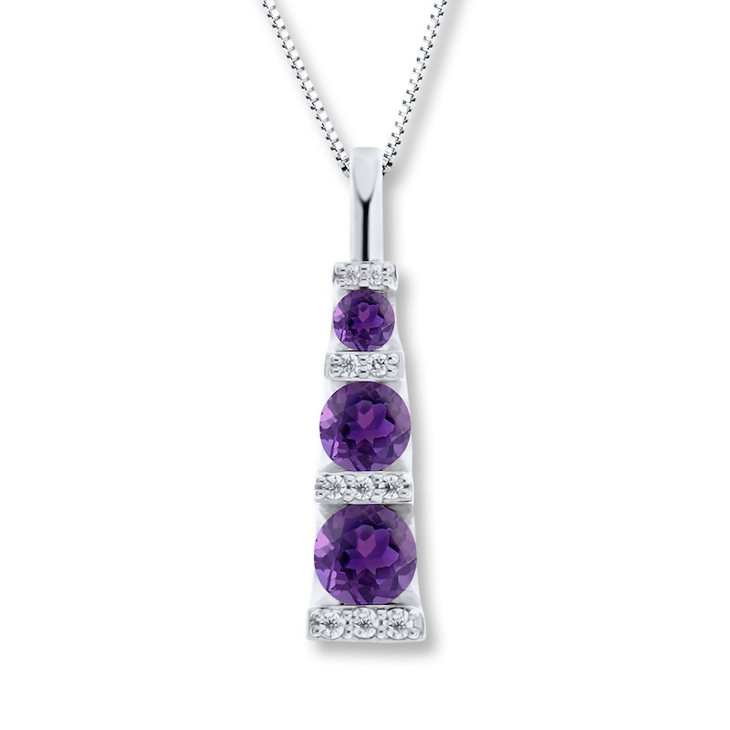 Amethyst Necklace 1/10 ct tw Diamonds Sterling Silver