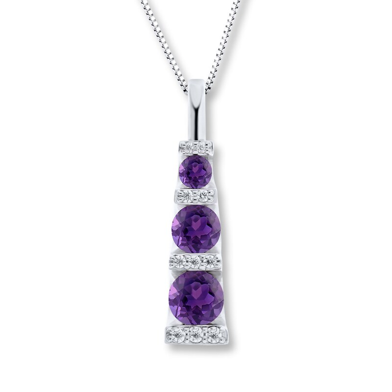Main Image 1 of Amethyst Necklace 1/10 ct tw Diamonds Sterling Silver