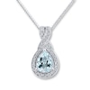 Thumbnail Image 0 of Aquamarine Necklace 1/15 ct tw Diamonds Sterling Silver