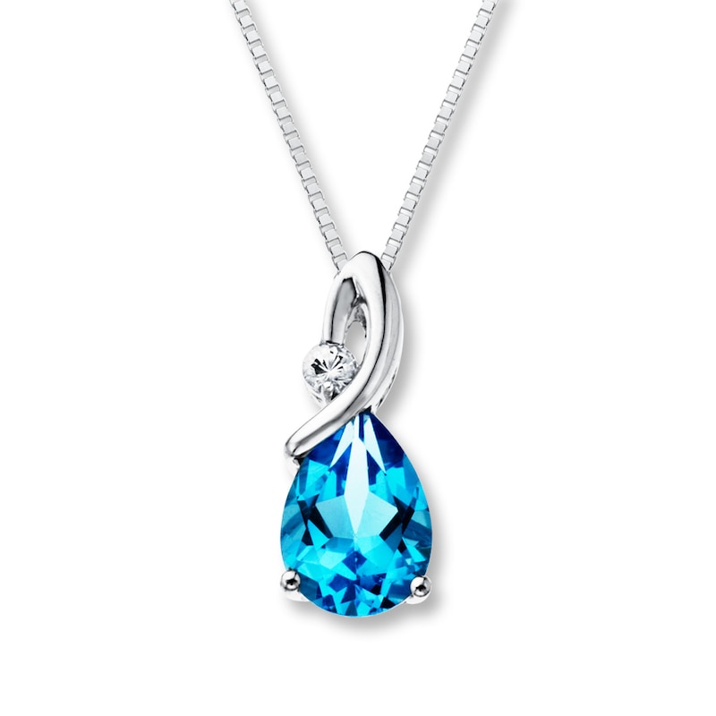 Topaz Necklace Blue & White Sterling Silver