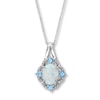 Thumbnail Image 0 of Lab-Created Opal Necklace Topaz & Diamond Sterling Silver