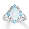 Lab-Created Opal Ring Topaz & Diamonds Sterling Silver