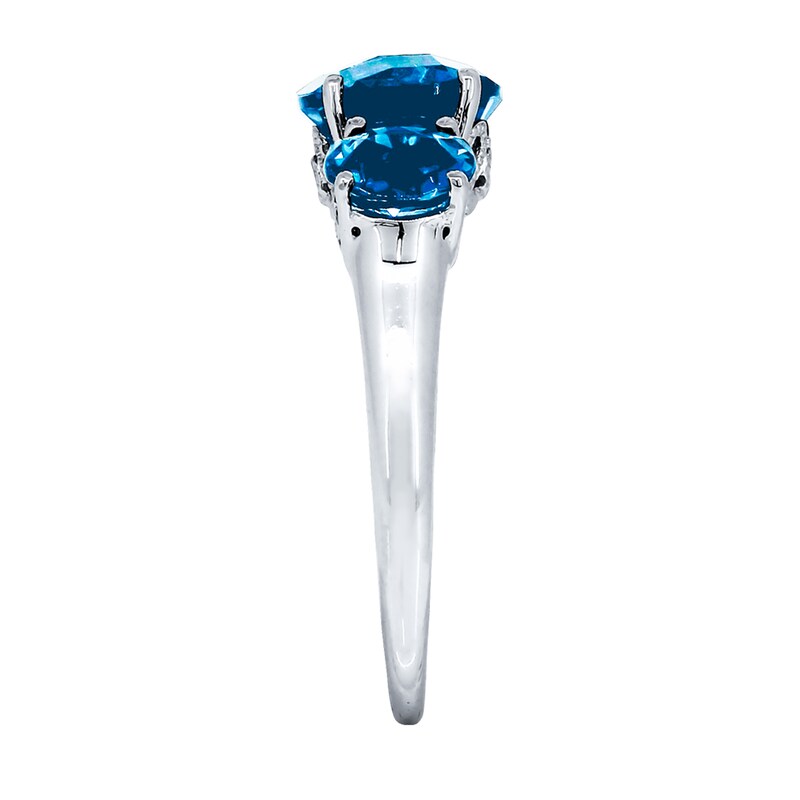 Main Image 2 of Natural Topaz Ring Diamonds 10K White Gold