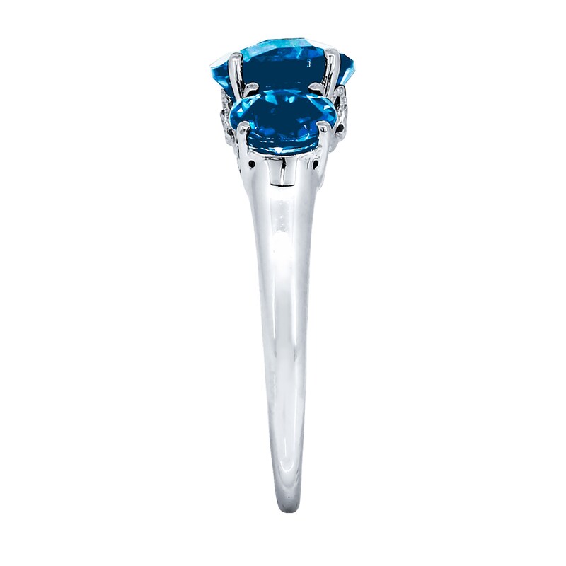 Natural Topaz Ring Diamonds 10K White Gold