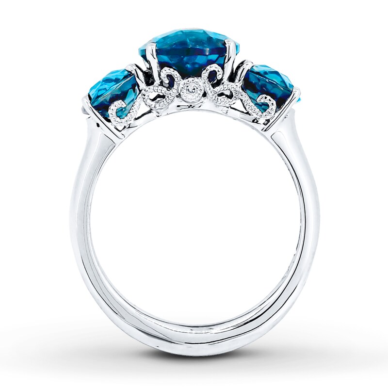 Main Image 3 of Natural Topaz Ring Diamonds 10K White Gold