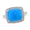 Natural Turquoise Ring 1/8 ct tw Diamond/Garnet Round 14K White Gold