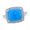 Thumbnail Image 1 of Natural Turquoise Ring 1/8 ct tw Diamond/Garnet Round 14K White Gold