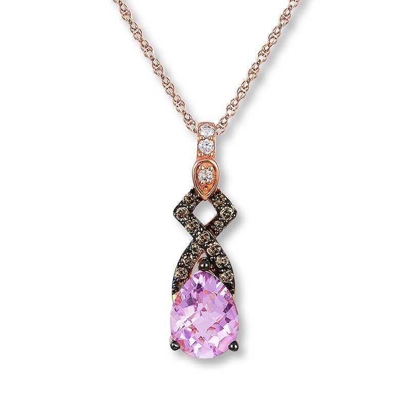 Le Vian Amethyst Necklace 1/10 ct tw Diamonds 14K Gold