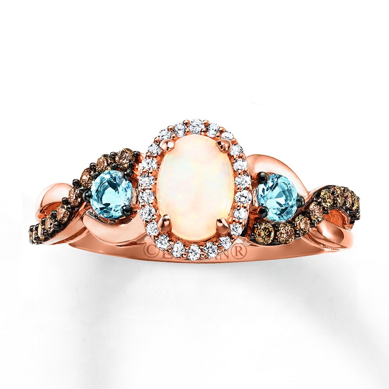 Main Image 2 of Le Vian Opal Ring 1/4 ct tw Diamonds 14K Strawberry Gold